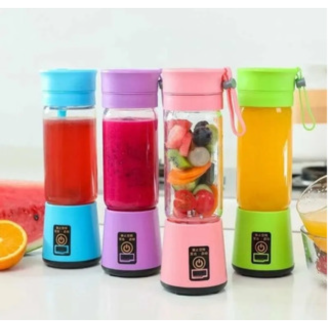 Mini Licuadora Portátil Recargable Usb Vaso De 380 Ml CELESTE