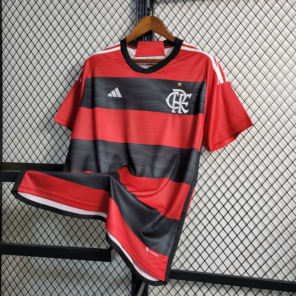 Camisa Flamengo I 22/23 Torcedor Adidas Masculina - Preto e Vermelho