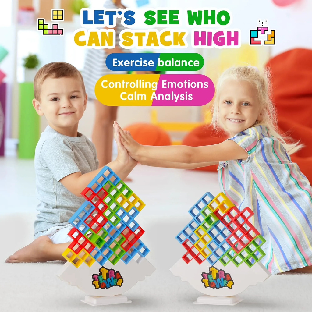 Montessori Tower Building Blocks para crianças, árvore colorida