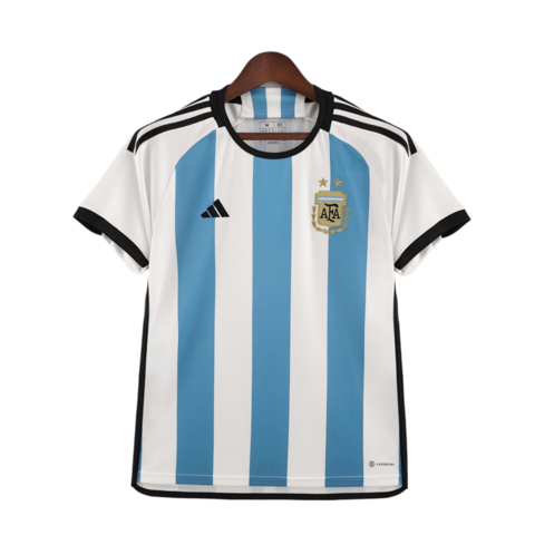 Camisa Seleção da Argentina Três Estrelas - Campeã 2022 Torcedor Adidas  Masculina - Azul e Branca