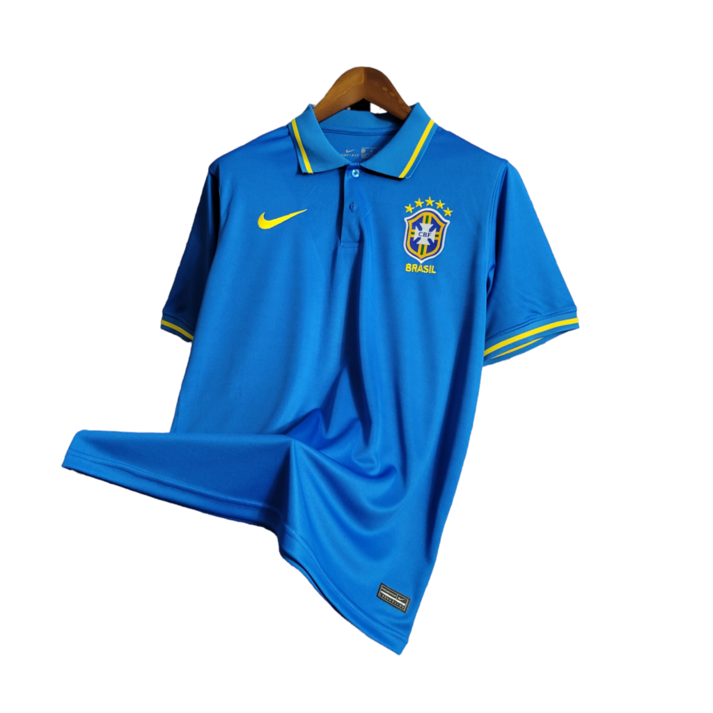 Camisa Brasil Polo 21/22 Todos os Patrocínios Nike - Azul