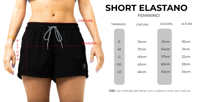 tabela de medidas short feminino