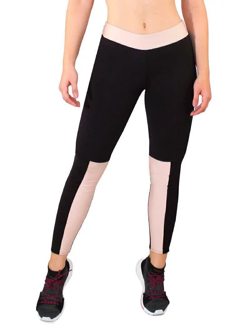 Calça Legging Fitness Feminina Preto Rosê REF: LX152 - Racy Modas