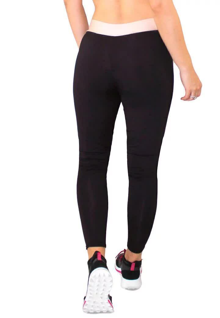 Calça Legging Fitness Feminina Preto Rosê REF: LX152 - Racy Modas