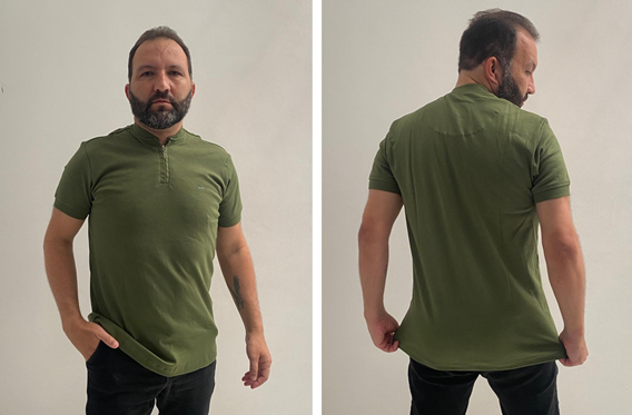 Camisa gola Italiana com Zíper Radar verde
