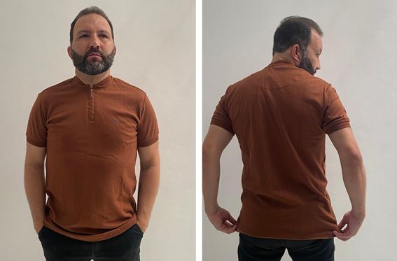 Camisa gola Italiana com Zíper Radar Caramelo