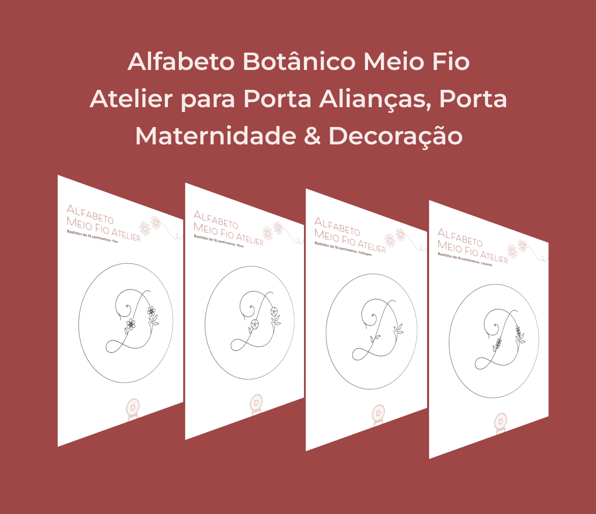 Alfabeto Botânico Meio Fio Atelier para Porta Alianças, Porta Maternidade e Decoração