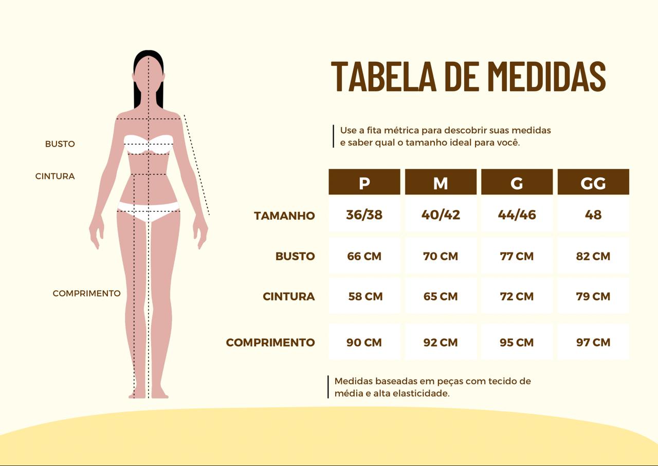 Tabela de medidas In Foco Fit, Infoco, Infocofit