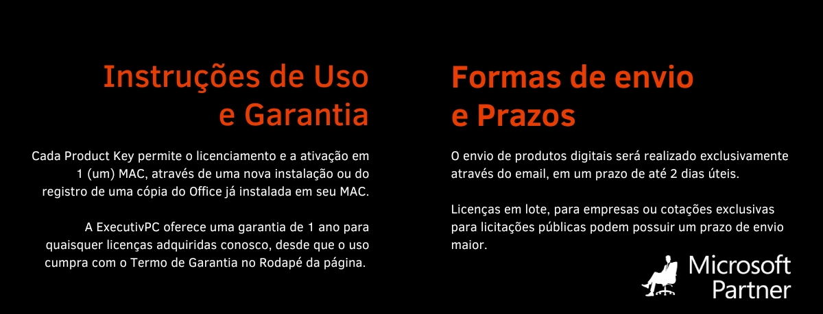 Instruções de Uso e Garantia para Office 2021 MAC - ExecutivPC Computadores