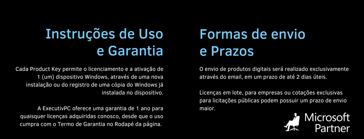 Garantia e Prazo de entrega Windows 11 Pro - ExecutivPC