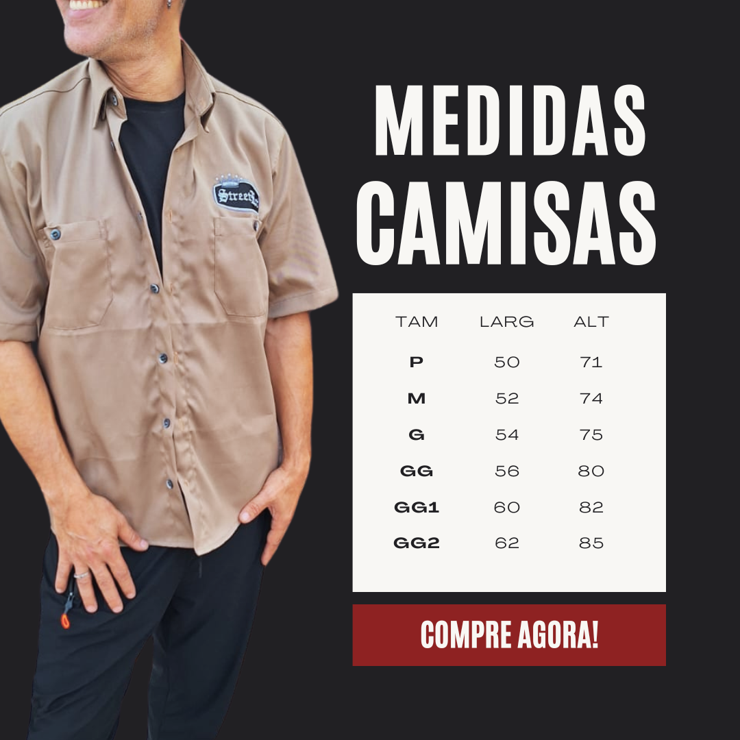 Tabela de medidas Camisas