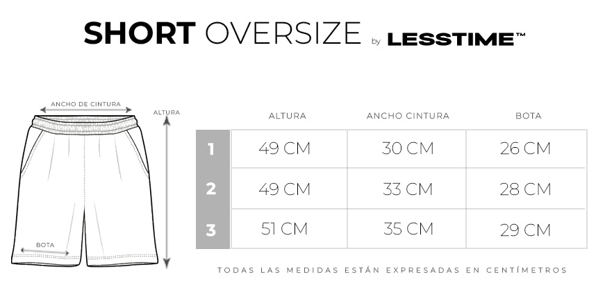 Guía talle Short Oversize - LessTime