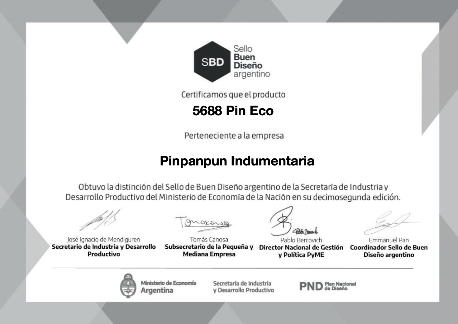 Sello de buen diseño argentino PINECO