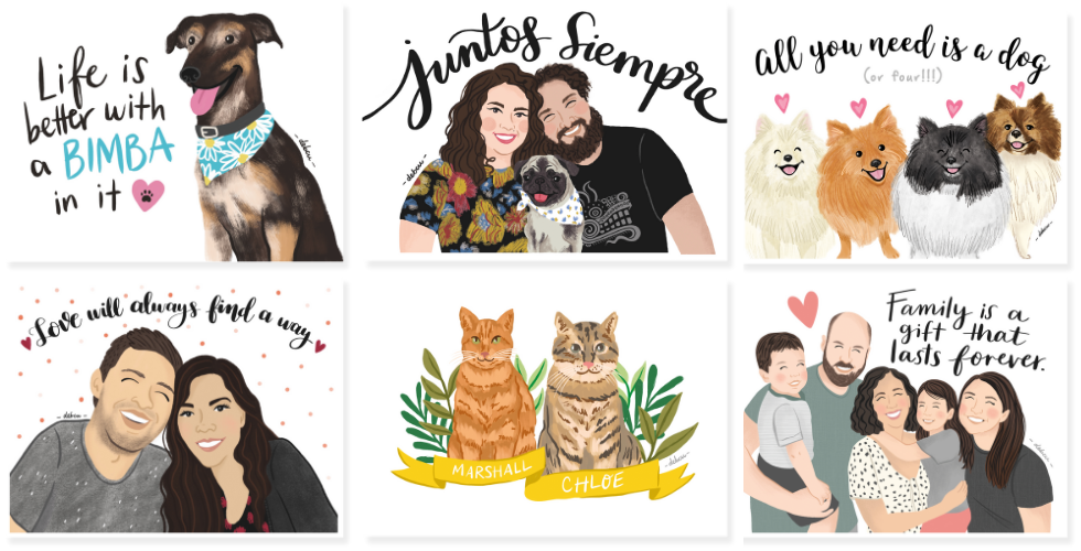 Retratos ilustrados por Deborah Curiel