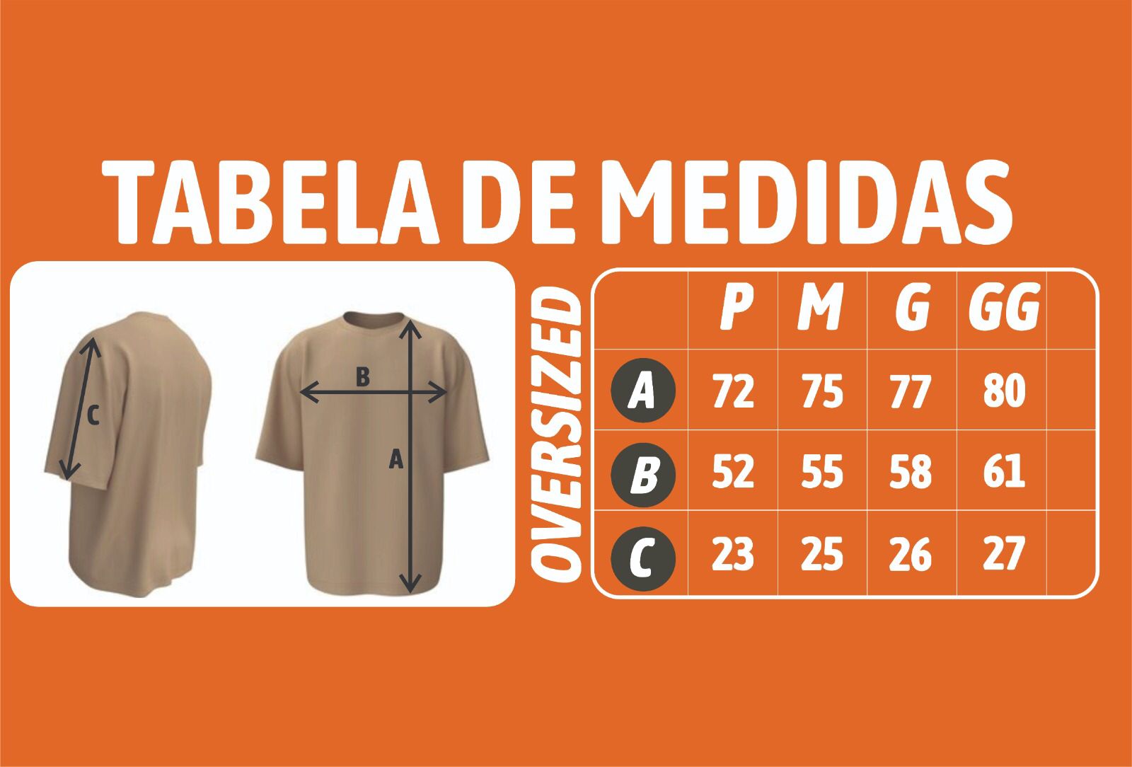 Medidas camisetas oversized