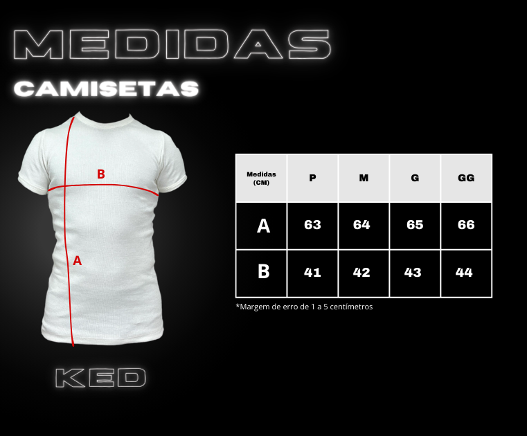 Tabela de Medidas - Camisetas