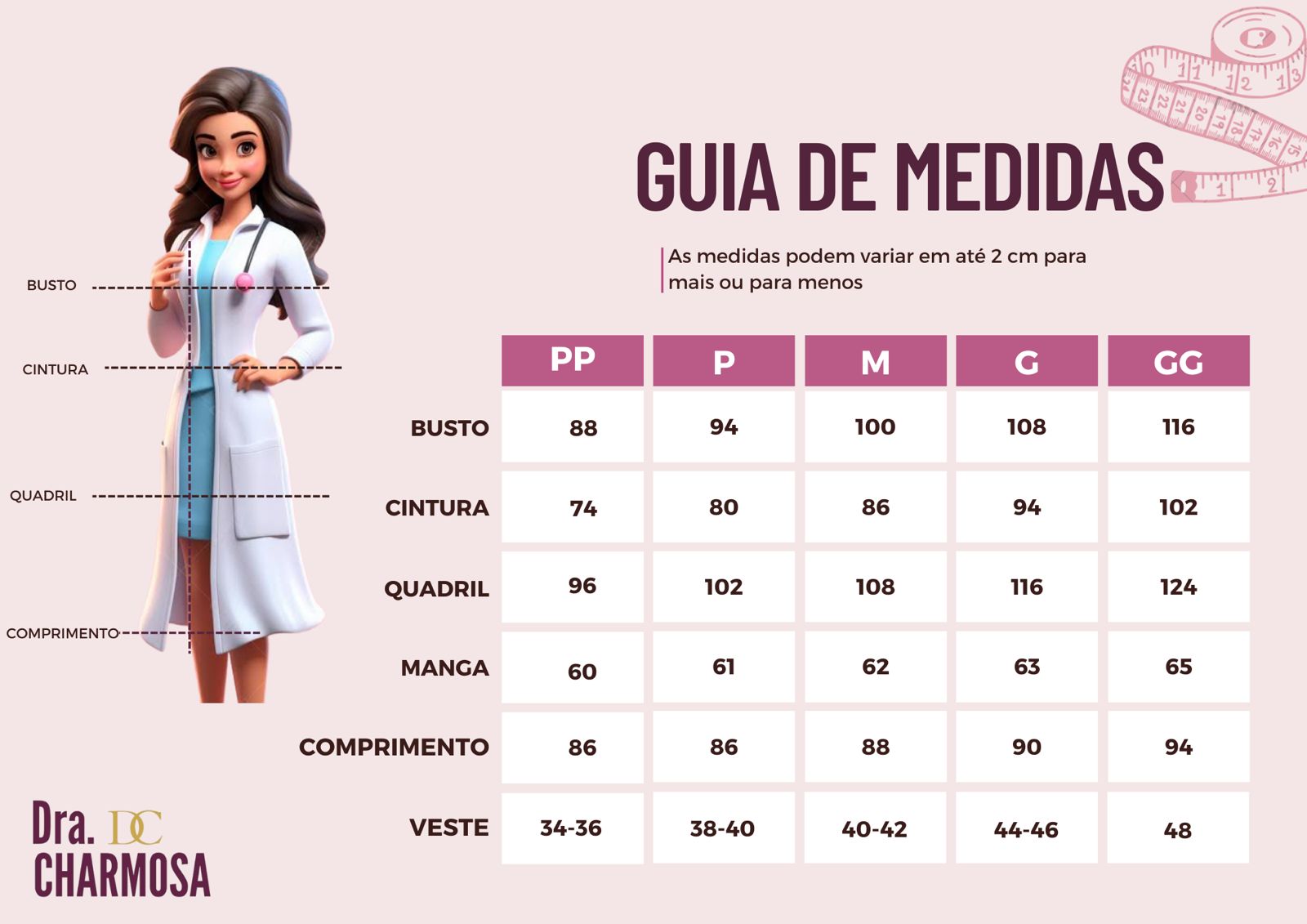 TABELA DE MEDIDAS FEMINIA