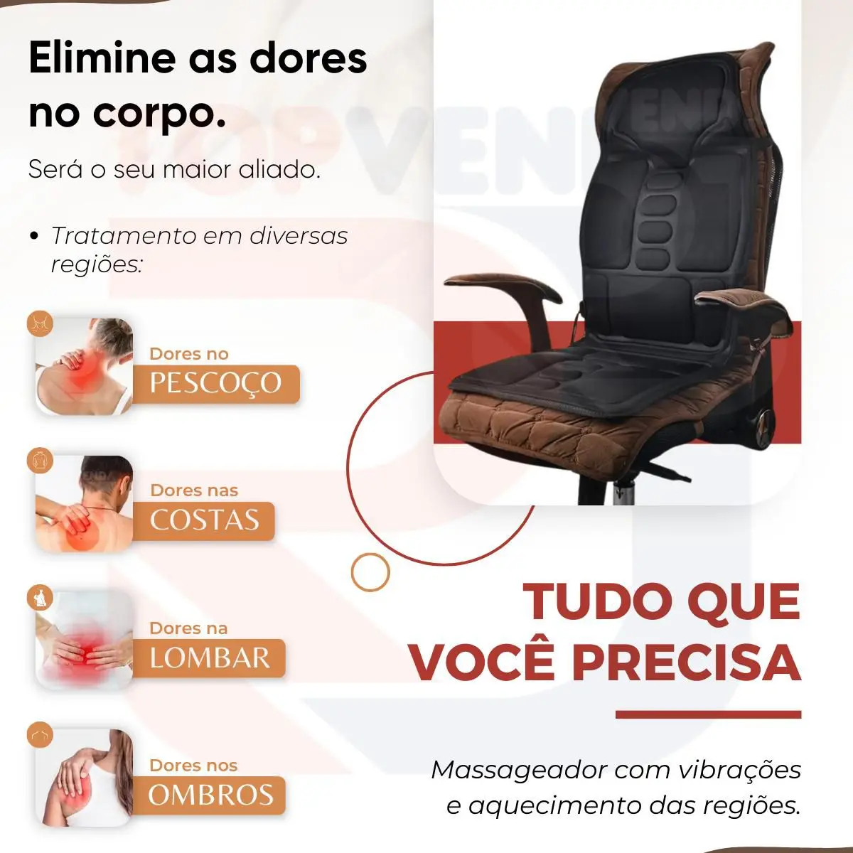 Assento Massageador para Lombar e Pescoço