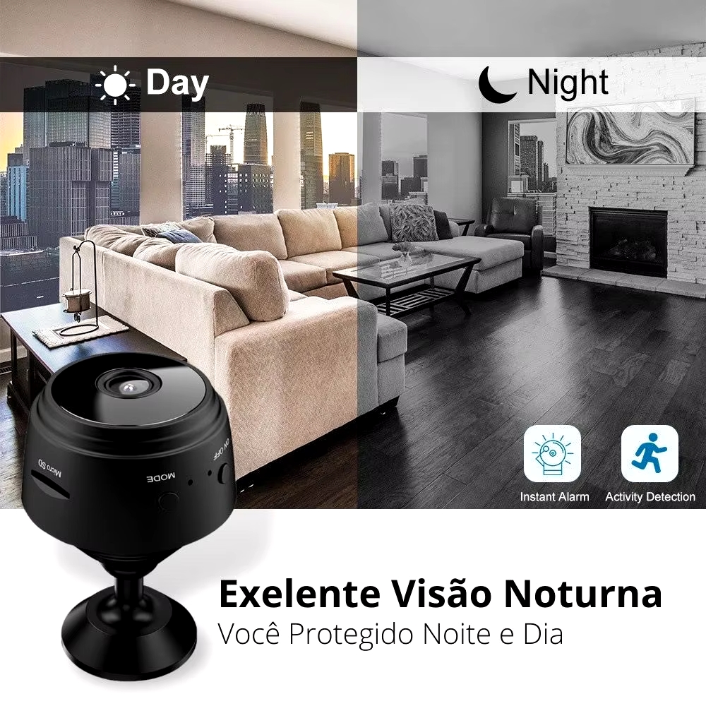 Mini Câmera Espiã Visão Noturna Magnética