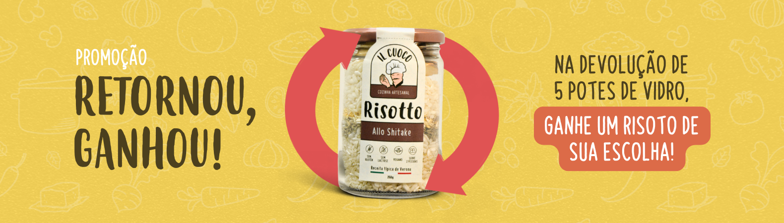 retornou ganhou risoto artesanal sustentabilidade sem gluten