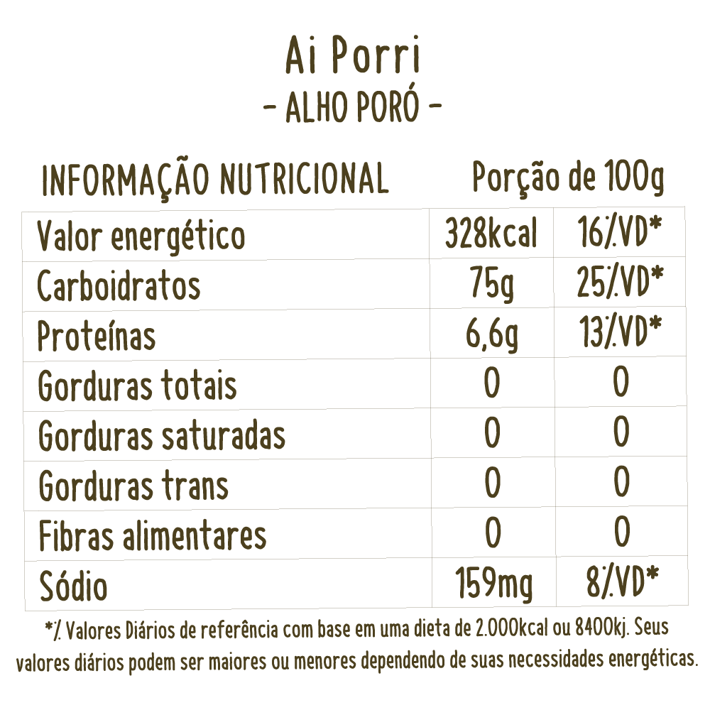 informações nutricionais risoto alho poro il cuoco