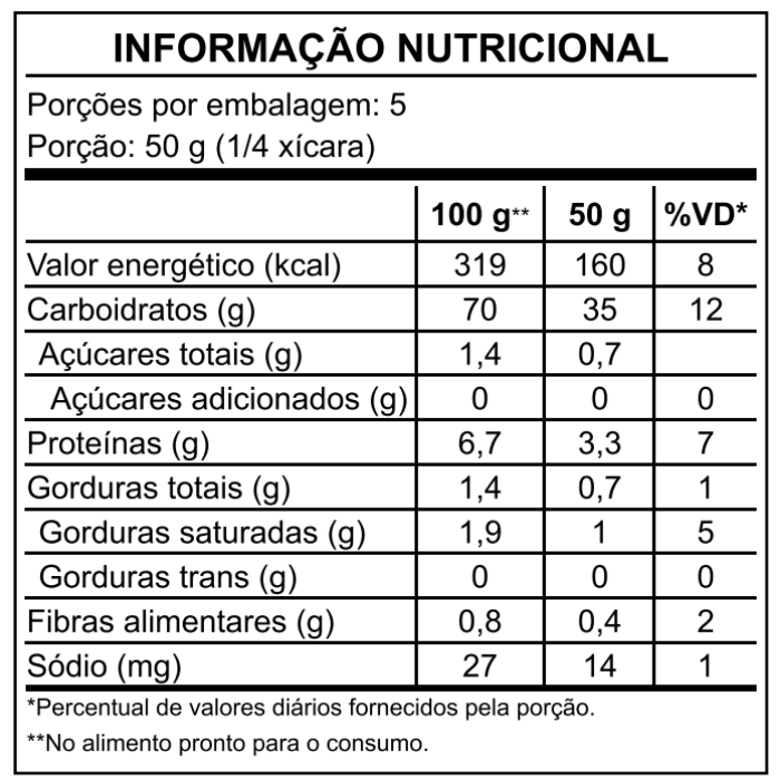 informações nutricionais risoto napoletana tomate seco il cuoco artesanal