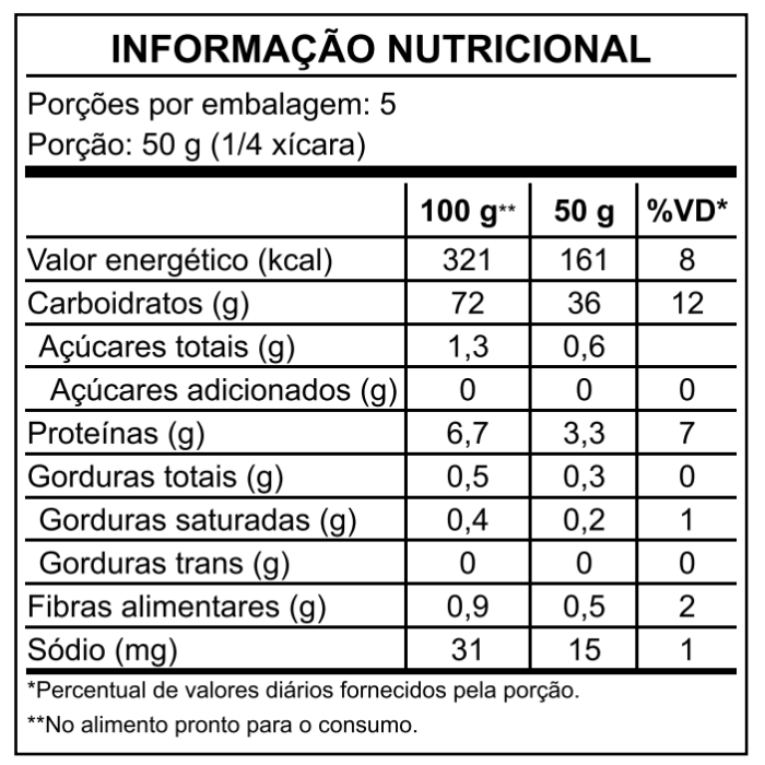 informações nutricionais risoto artesanal il cuoco primavera de legumes