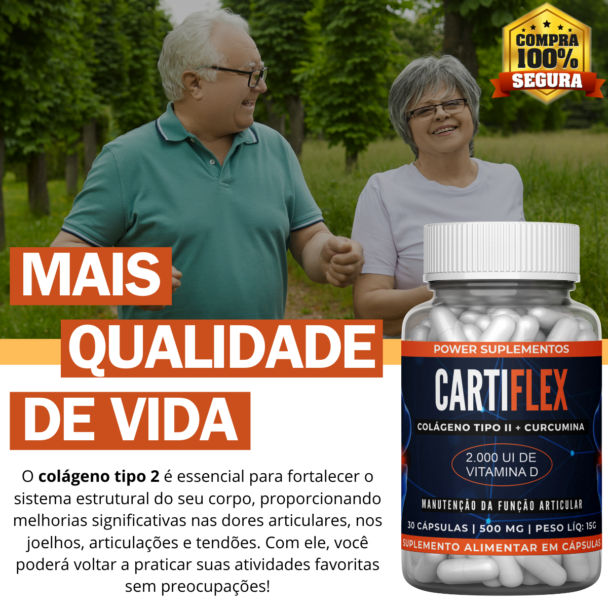 Cartiflex | Colágeno Tipo 2 + Curcumina + Vitamina D Para Alivio das Dores Nas Articulações, Juntos e Ossos