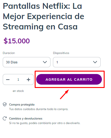 Agregar producto al carrito de compras