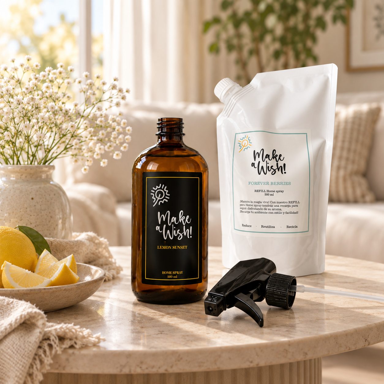 Abrir la botella de Home Spray Make a Wish para recargar