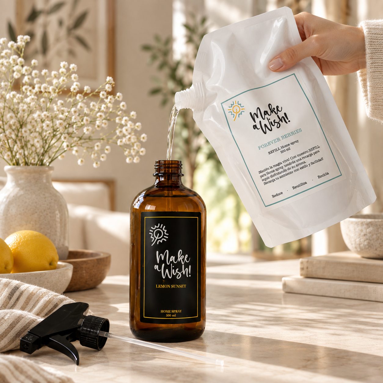 Refill Home Spray Make a Wish junto a su botella recargable