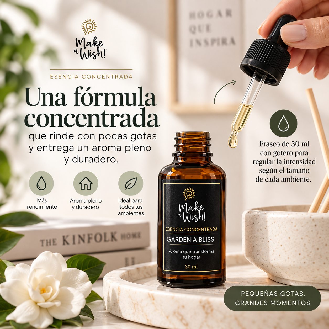 Frasco ámbar de 30 ml con gotero de la Esencia Concentrada Make a Wish