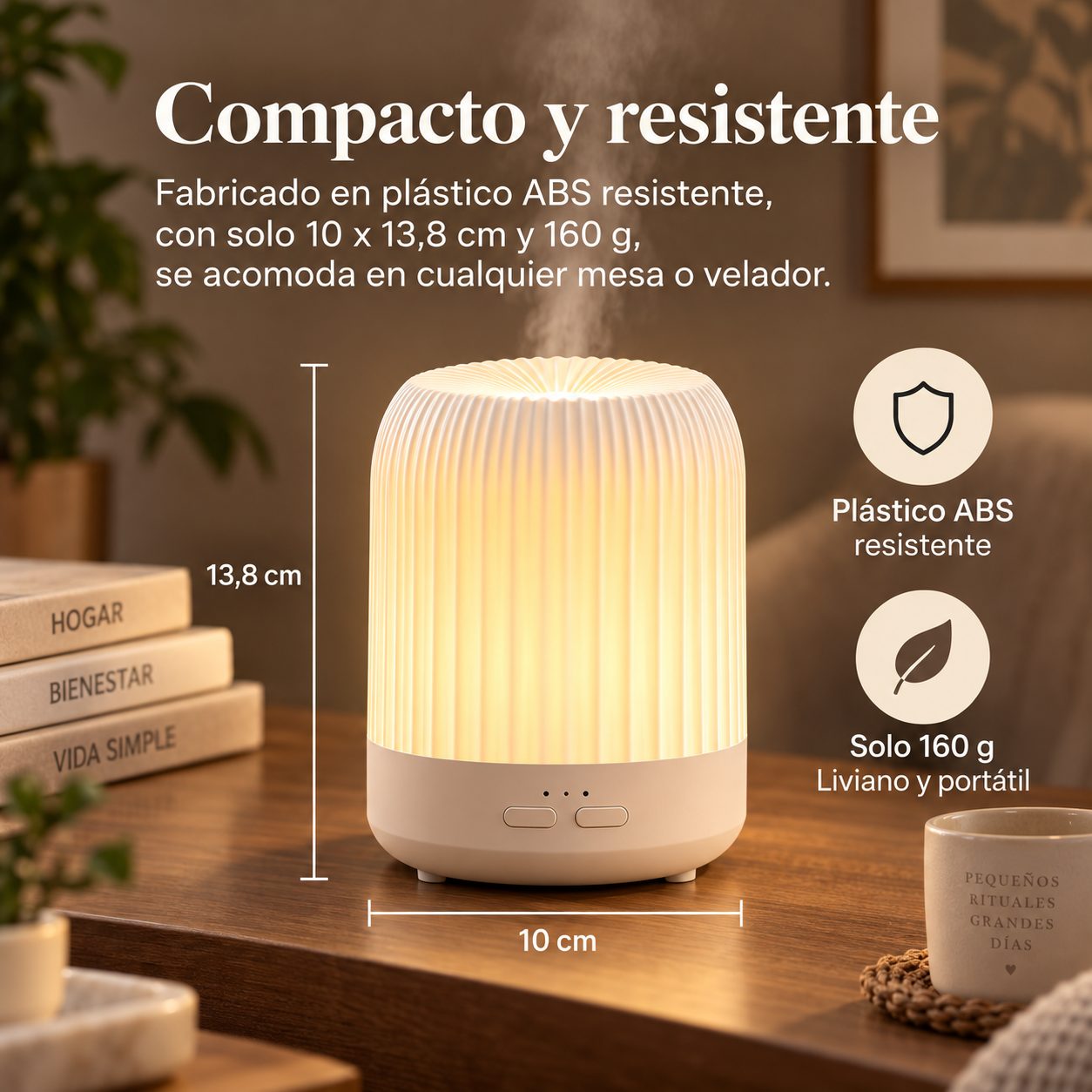 Home Difusor Eléctrico blanco Make a Wish sobre una mesa de madera