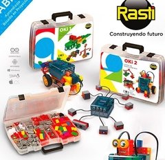 Kit de Robótica Rasti OKi2 Bluetooth , infrarrojo , Núcleo con Pantalla LED, 19 sensores y actuadores, 420 piezas Y Engranajes