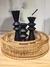 CANDELABRO GEOMETRICO MADERA NEGRA ALTO