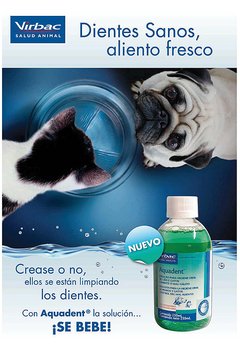 Aquadent para la higiene dental y el control del mal aliento o halitosis de caninos y felinos