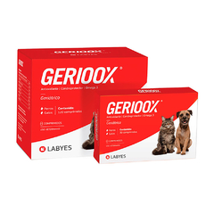 Gerioox comprimidos Geriatrico - Antioxidante - Condroprotector con Omega 3  del Laboratorio Labyes esta indicado para mejorar el estado general de las mascotas de la tercera edad.-