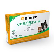 La crema de Griseofulvina del Laboratorio Elmer tiene efecto antibiótico y antimicótico en perros y gatos.