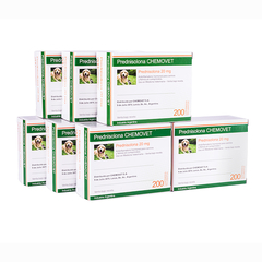La Prednisolona 20 mg del Laboratorio Chemovet es un glucocorticoide en comprimidos para perros y gatos con efecto antiinflamatorio hormonal. 