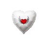 Balão Metalizado Coração Branco - Coração Alado  em duas cores
