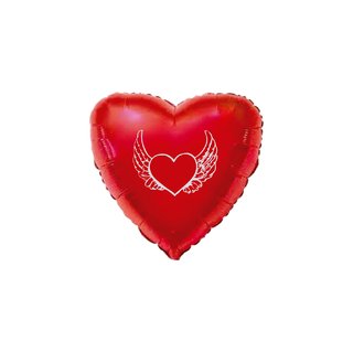 Balão Metalizado Coração Vermelho - Coração Alado Branco