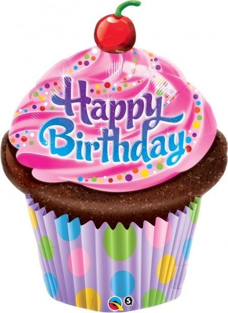 Cupcake Birthday - Balão Metalizado 14" (35cm)