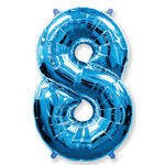Balão metalizado número 8 azul