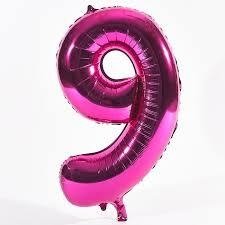 Balão metalizado número 9 pink