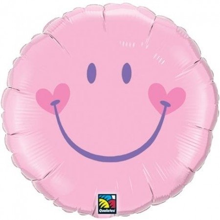 Sweet Smile Face Rosa - Balão Metalizado 18" - 45 cm - Marca Qualatex