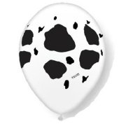 Balão Látex Branco - Estampa Mancha de Vaquinha - Pacote C/25