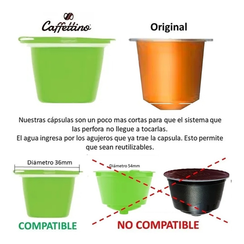 Capsulas Nespresso Recargables X12 Caffettino - Libre Bpa