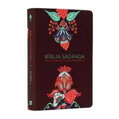 Bíblia Sagrada Letra Grande NVT Indian Flowers Vinho