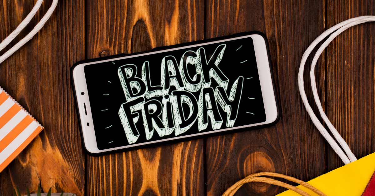 tela de celular escrito "Black Friday"