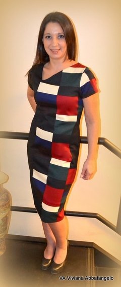 Vestido diseño Gloria Cuadros colores - VA Viviana Abbatángelo